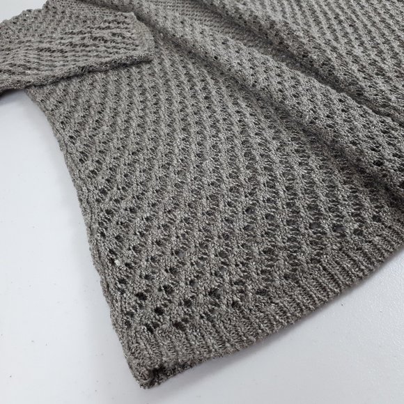 JANA Taupe Open Front Crochet Cardigan - Picture 10 of 14